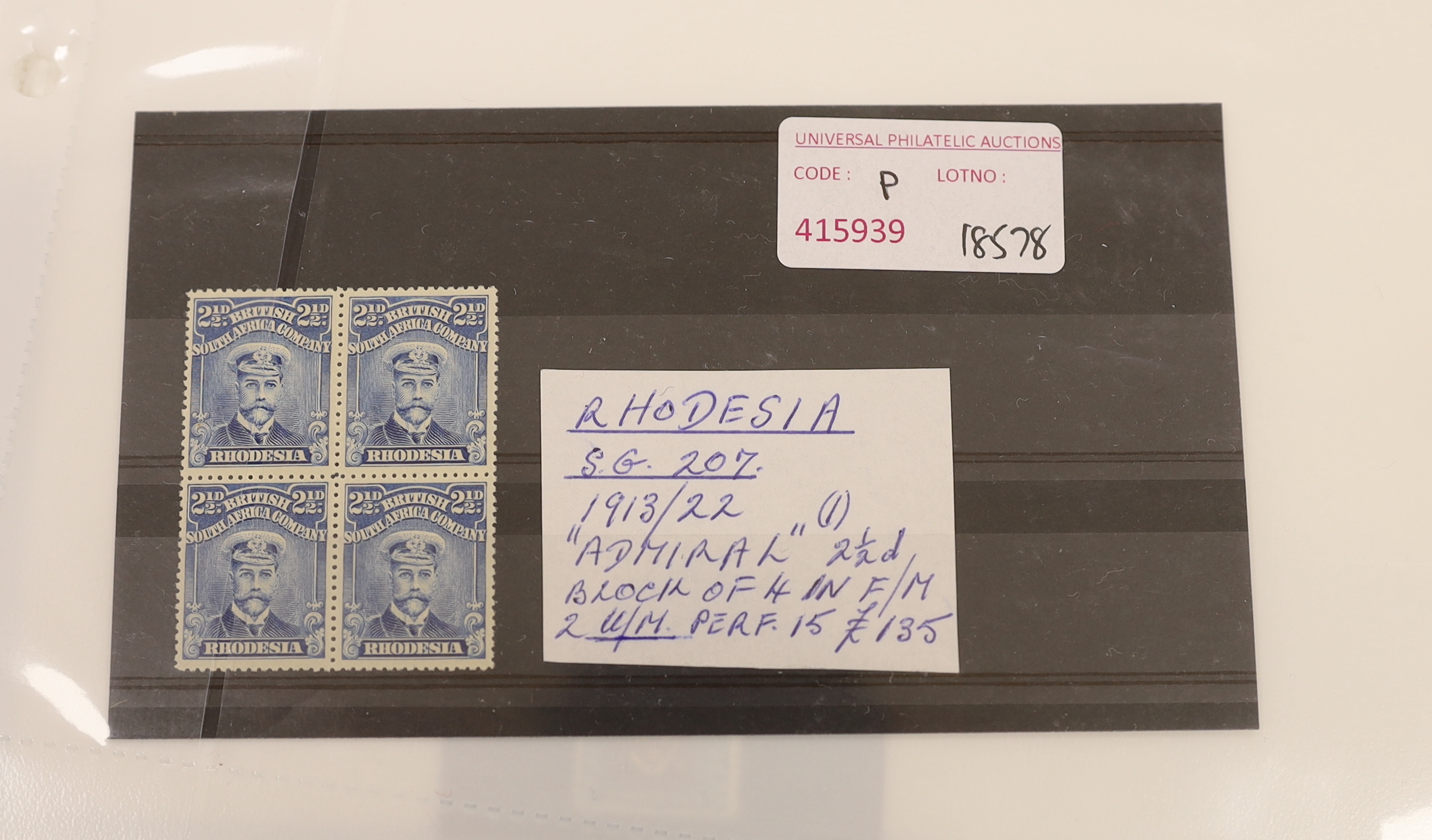 Various stamps including Rhodesia Admirals to £1, Trinidad and Tobago 1869 5/-, 1913 £1, 1921 1/2d to £1, 1921-22 set, 1904 set to £1, also a collection of Germany in an album